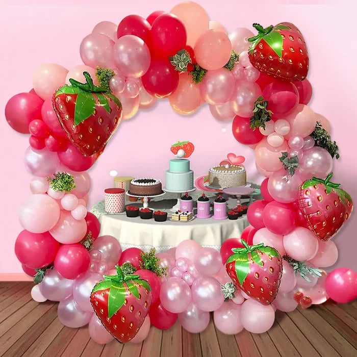 102pcs Strawberry Party Balloon Garland Arch Kit