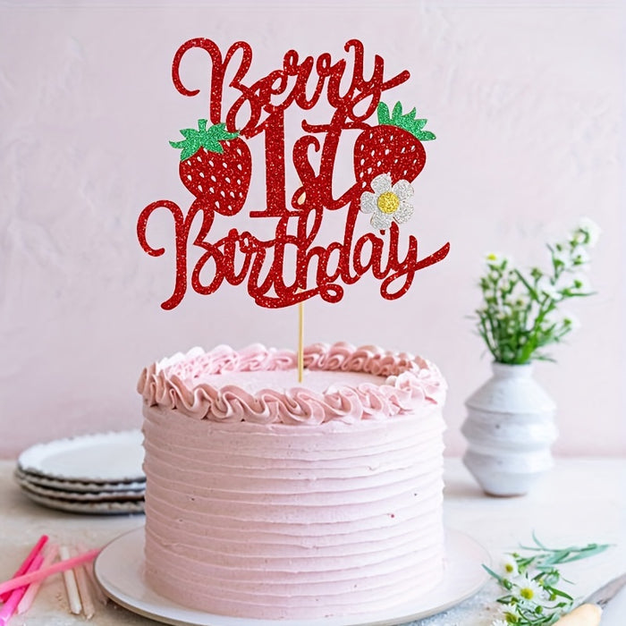 1st Birthday Strawberry Cake Topper