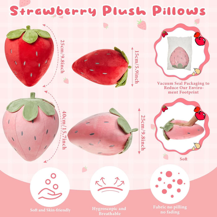2 Pcs Strawberry Plush Pillows