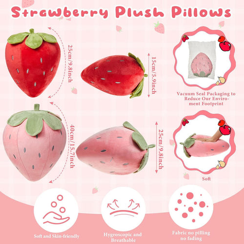 2 Pcs Strawberry Plush Pillows
