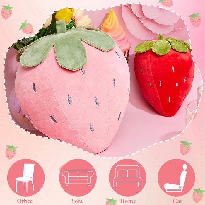 2 Pcs Strawberry Plush Pillows