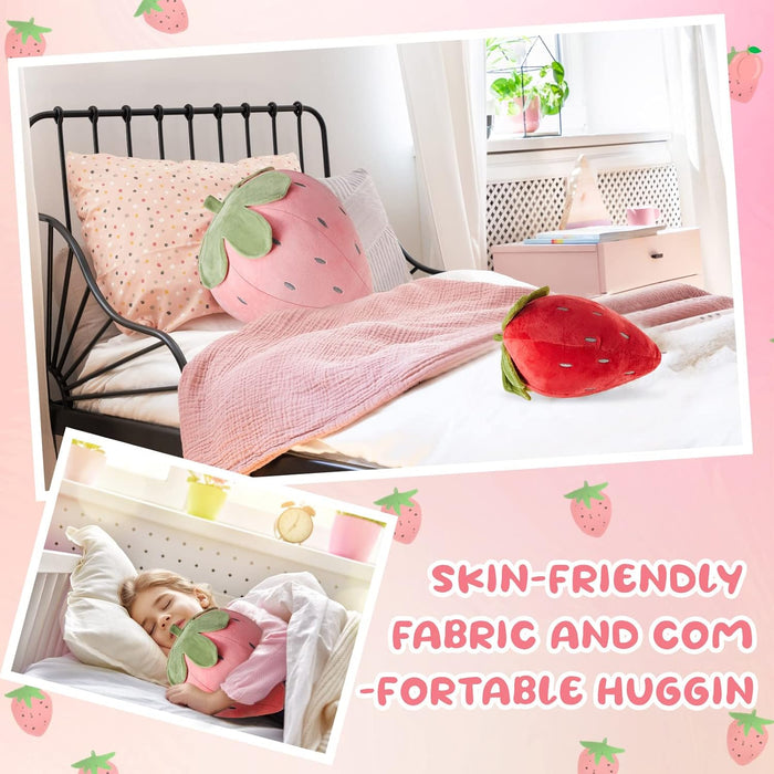 2 Pcs Strawberry Plush Pillows