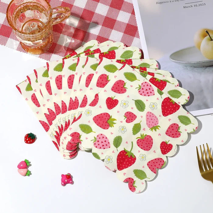 20Pcs/bag Strawberry Paper Napkins