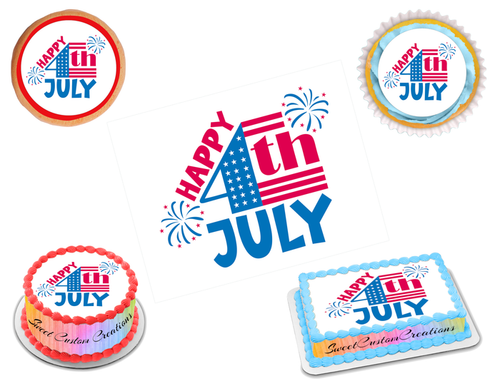 4th of July Edible Image Frosting Sheet #47 (70+ sizes)