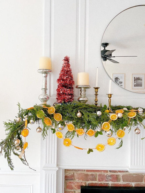 7’ Ribbon Dried Orange Garland with Felt Leaves