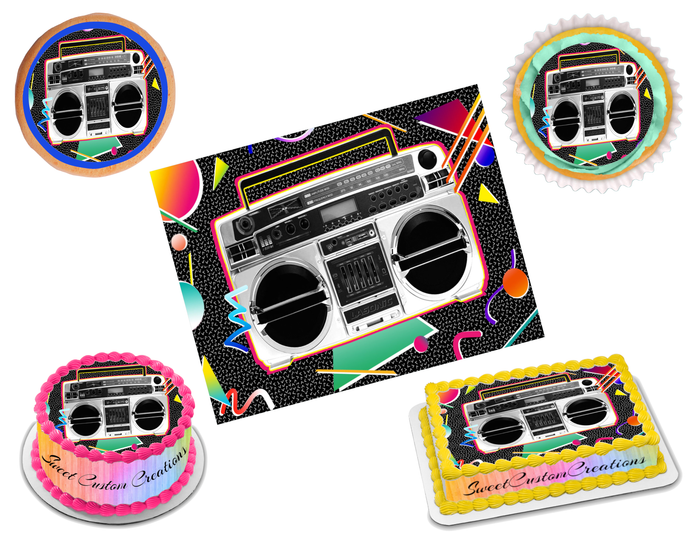 80s Boombox Edible Image Frosting Sheet #1 (70+ sizes)