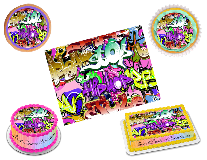 90s Graffiti Edible Image Frosting Sheet #1 Topper (70+ sizes)
