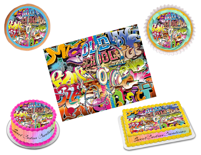 90s Graffiti Edible Image Frosting Sheet #4 Topper (70+ sizes)