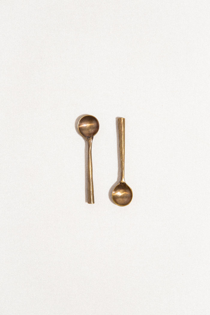 Aged Brass Salt Spoon