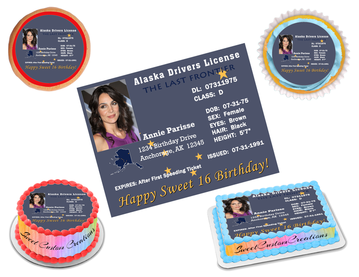 AK Drivers License Edible Image Frosting Sheet (80+ sizes)