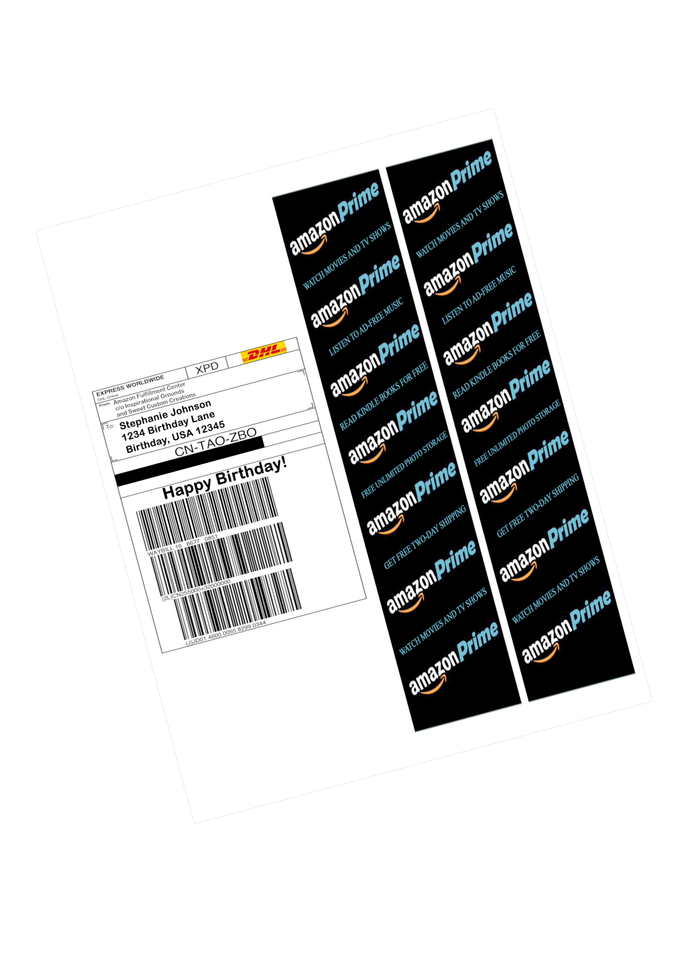 Amazon Prime DHL Label Edible Image Frosting Sheet Sheet #1 (3 sizes)