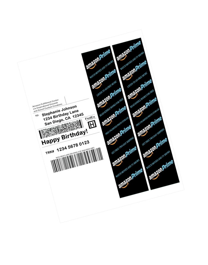 Amazon Prime FedEx Home Label Edible Image Frosting Sheet Sheet #2 (3 sizes)