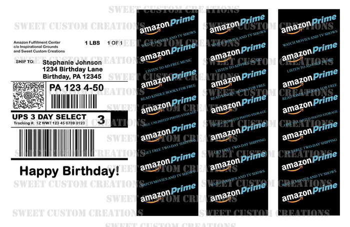 Amazon Prime UPS 3 Day Label Edible Image Frosting Sheet Cake (3 sizes)