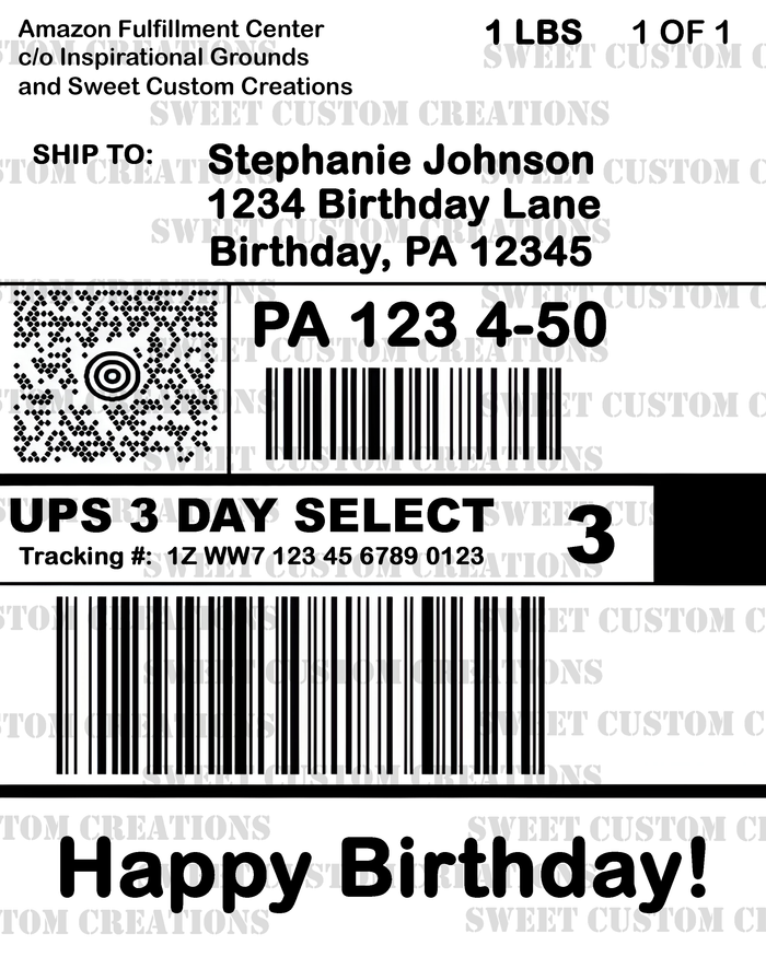 Amazon Prime UPS 3 Day Label Edible Image Frosting Sheet Cake (3 sizes)