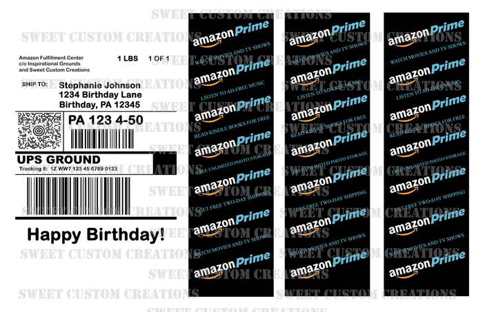 Amazon Prime UPS Ground Label Edible Image Frosting Sheet Cake (3 sizes)