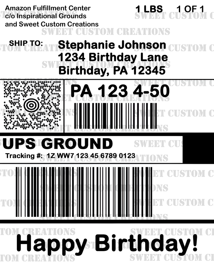 Amazon Prime UPS Ground Label Edible Image Frosting Sheet Cake (3 sizes)