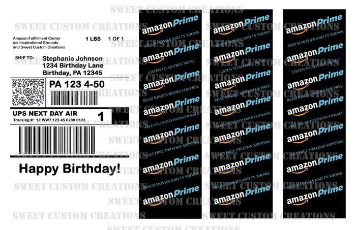 Amazon Prime UPS Next Day Label Edible Image Frosting Sheet Cake (3 sizes)