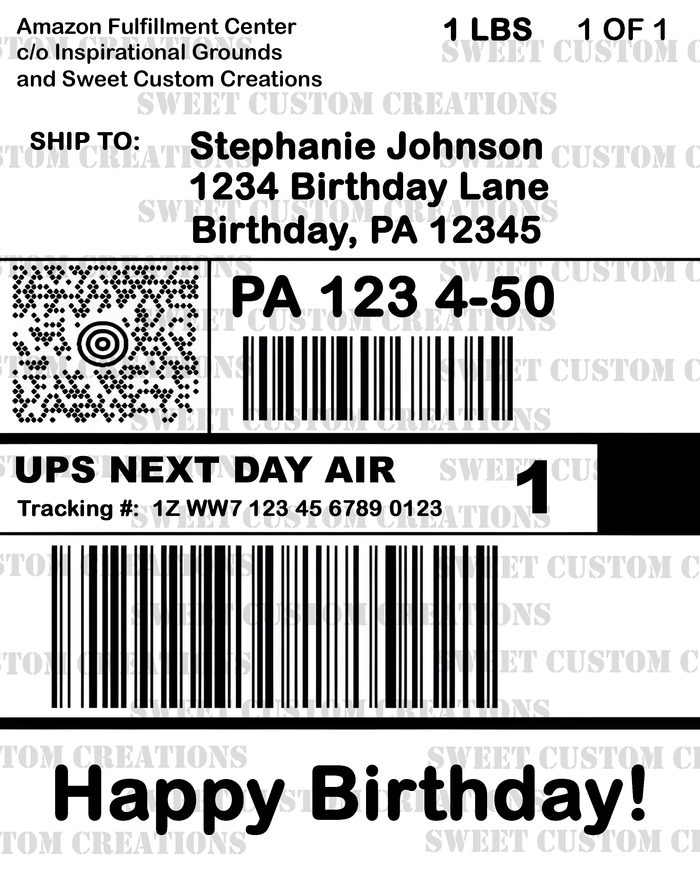 Amazon Prime UPS Next Day Label Edible Image Frosting Sheet Cake (3 sizes)