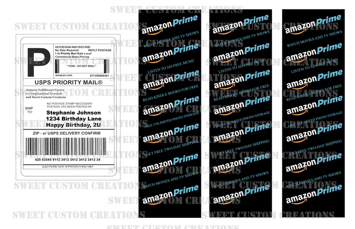 Amazon Prime USPS Priority Label Edible Image Frosting Sheet Cake (3 sizes)