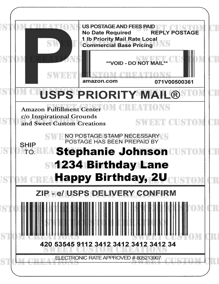 USPS Priority Label Edible Image Frosting Sheet #1 (80+ sizes)