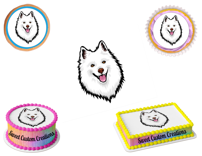 American Eskimo Dog Edible Image Frosting Sheet #1 Topper (70+ sizes)