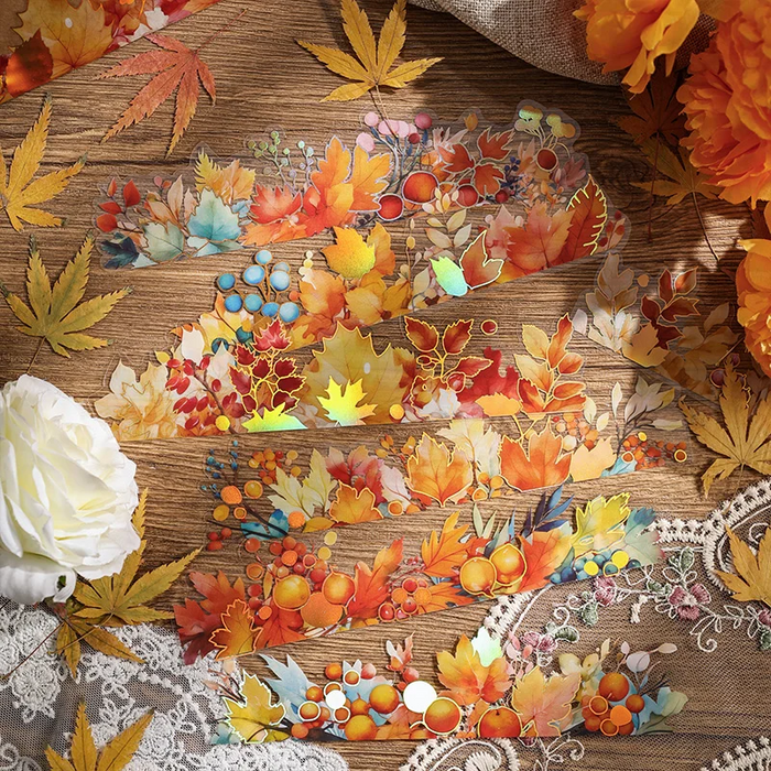 Autumn Leaves Long Strip Stickers - 6 Foil Strips