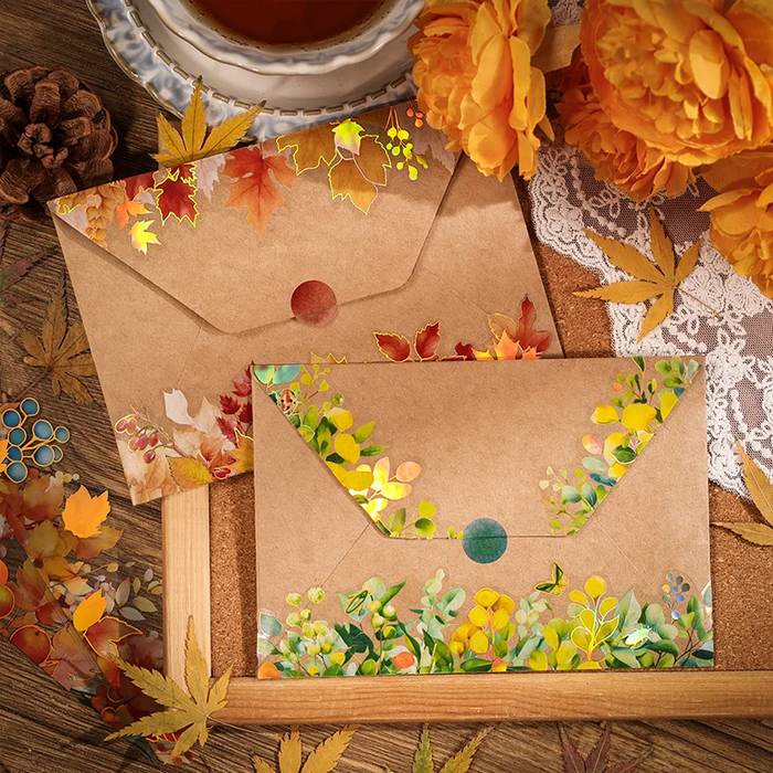 Autumn Leaves Long Strip Stickers - 6 Foil Strips