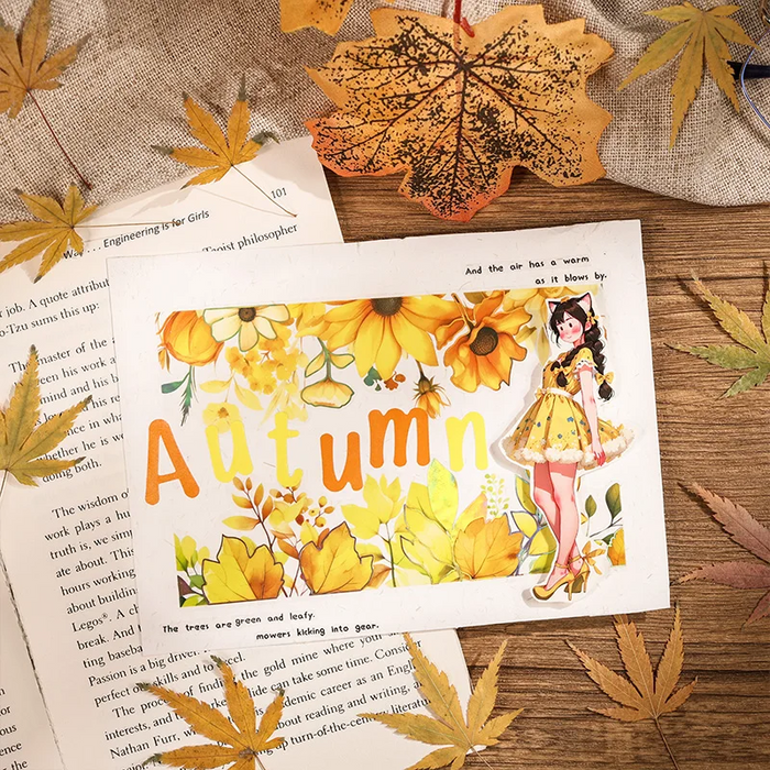 Autumn Leaves Long Strip Stickers - 6 Foil Strips