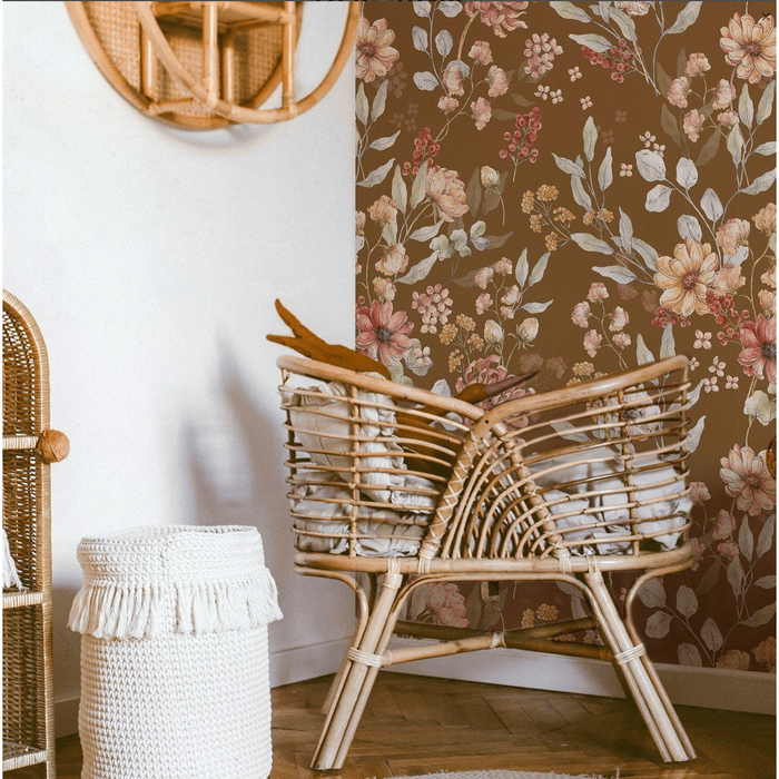 Autumn Meadow Brown Wallpaper - Cozy Nursery