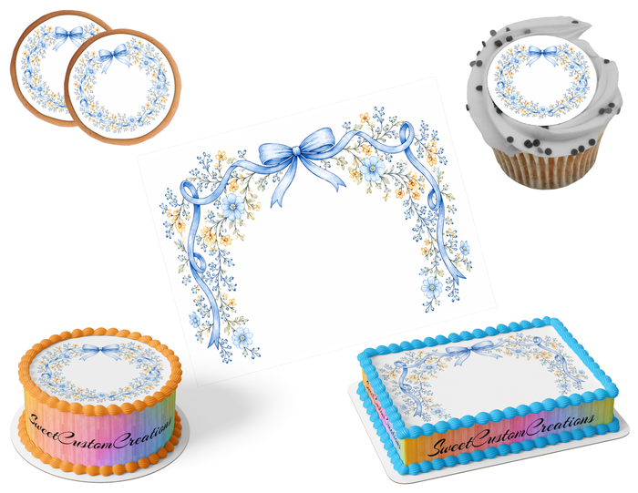 Baby Flower Border Edible Image Frosting Sheet #10 (80+ sizes)