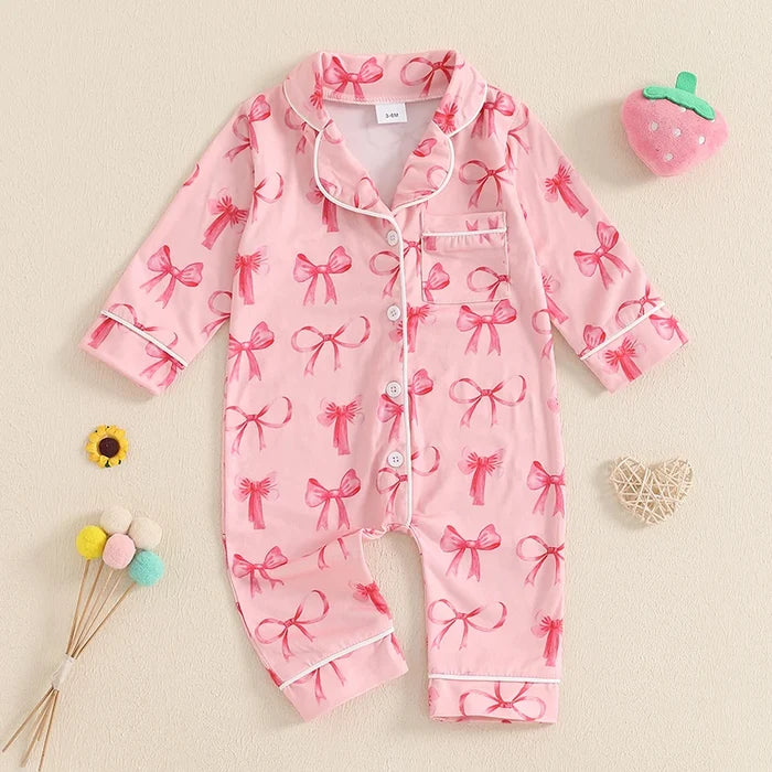 Baby Girl Strawberry & Bow Pyjamas - Cozy Nursery
