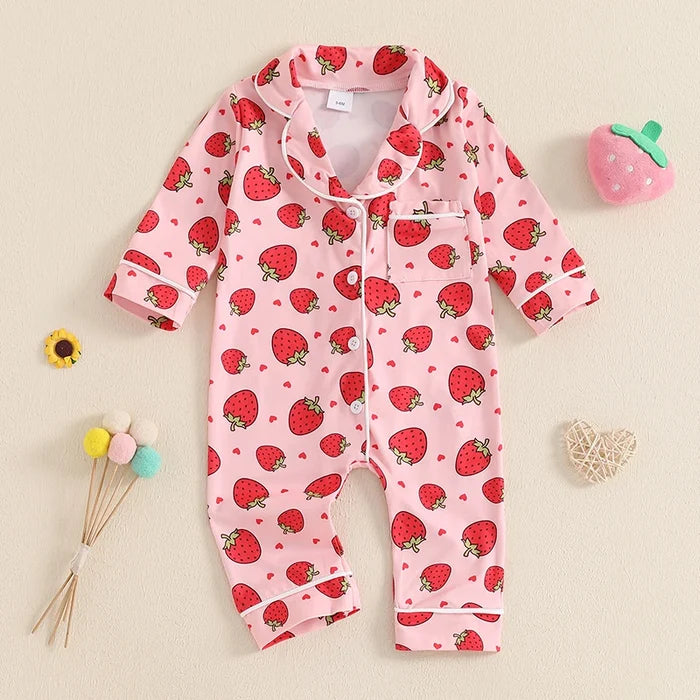 Baby Girl Strawberry & Bow Pyjamas - Cozy Nursery