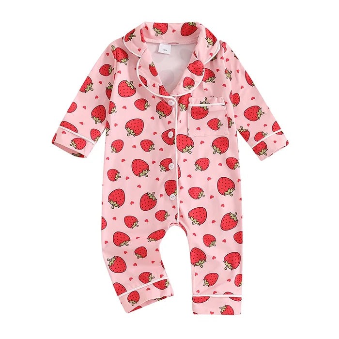 Baby Girl Strawberry & Bow Pyjamas - Cozy Nursery
