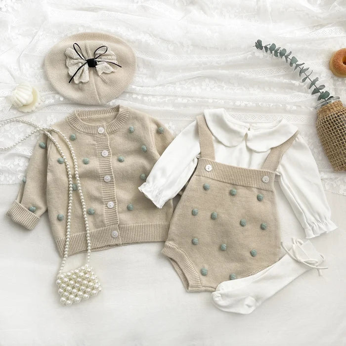 Baby Knitted Cardigan & Romper - Cozy Nursery