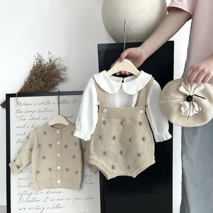 Baby Knitted Cardigan & Romper - Cozy Nursery