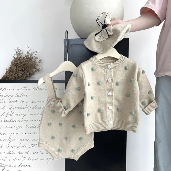 Baby Knitted Cardigan & Romper - Cozy Nursery
