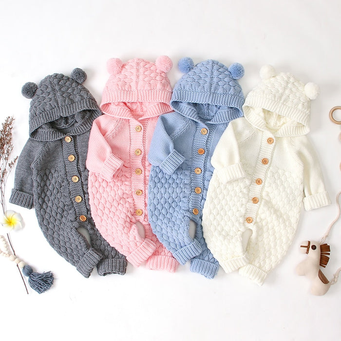 Baby Cotton Romper With Ears - Cozy Nursery