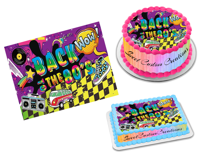 Back to the 80s Edible Image Frosting Sheet #9 Topper (70+ sizes)
