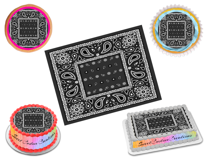 Bandana Black Edible Image Frosting Sheet #16 Topper (70+ sizes)