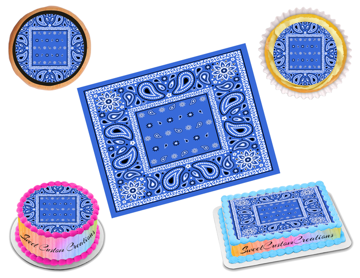 Bandana Blue Edible Image Frosting Sheet #9 Topper (80+ sizes)