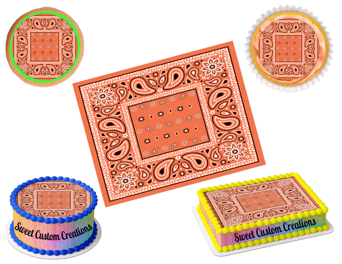 Bandana Orange Edible Image Frosting Sheet #4 Topper (70+ sizes)