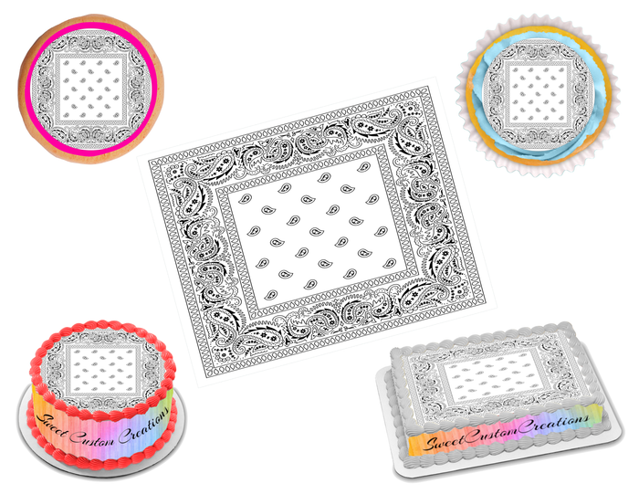 Bandana White Edible Image Frosting Sheet #86 Topper (70+ sizes)
