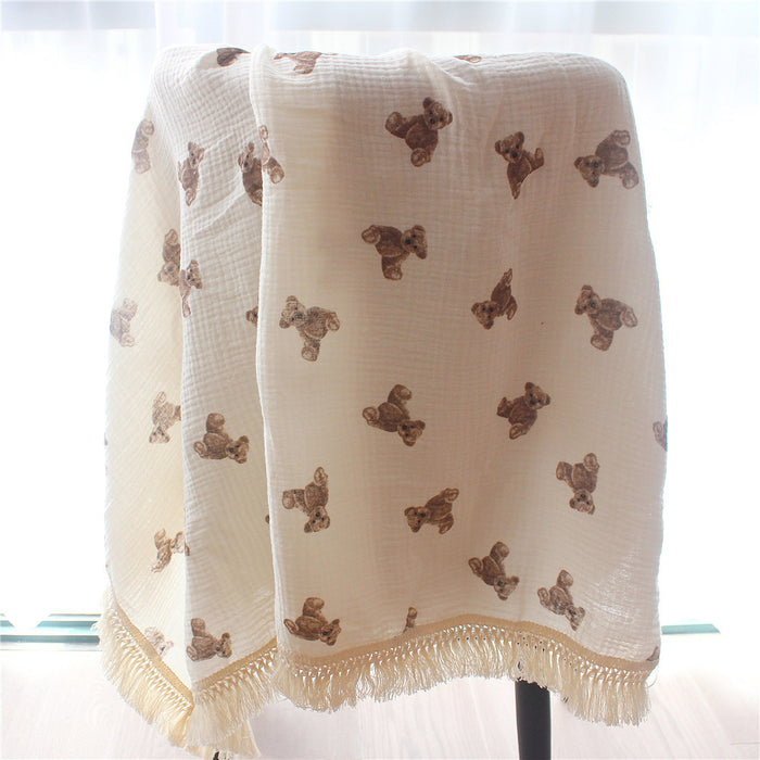 Bear Baby Blanket Muslin Swaddle - Cozy Nursery