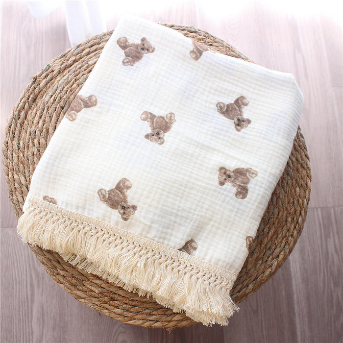 Bear Baby Blanket Muslin Swaddle - Cozy Nursery