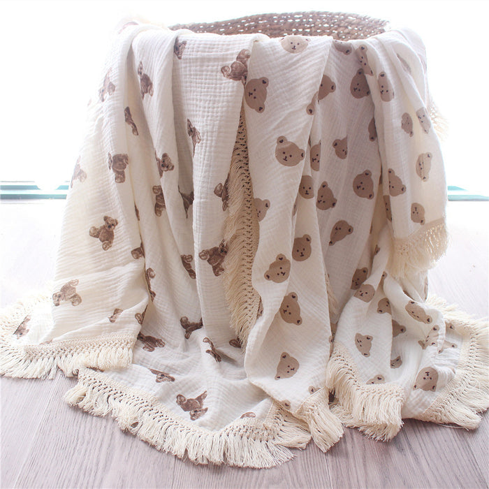 Bear Baby Blanket Muslin Swaddle - Cozy Nursery