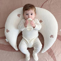 Bear Print Nursing Pillow: Crescent Moon Baby Support Cushion