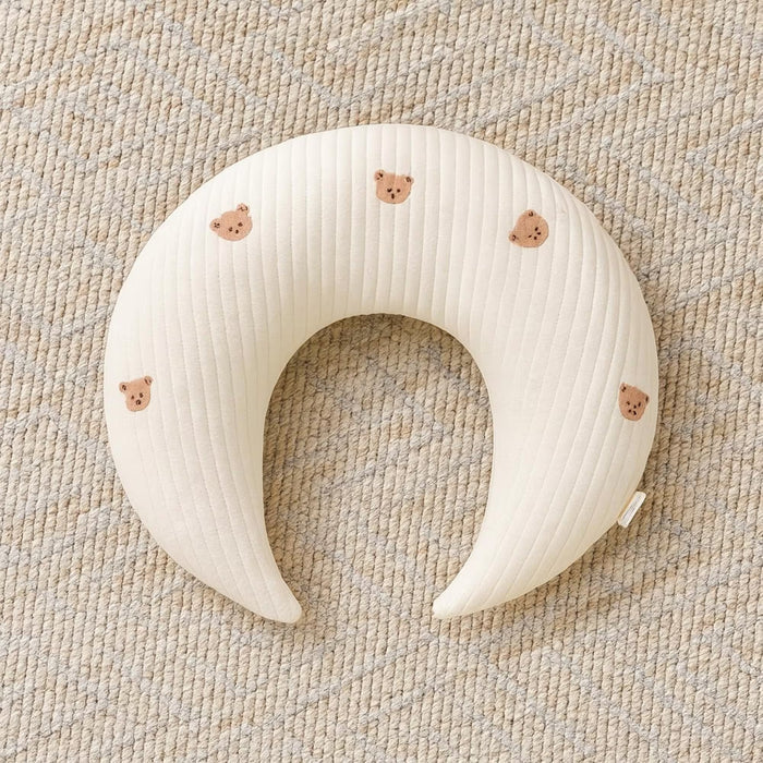 Bear Print Nursing Pillow: Crescent Moon Baby Support Cushion