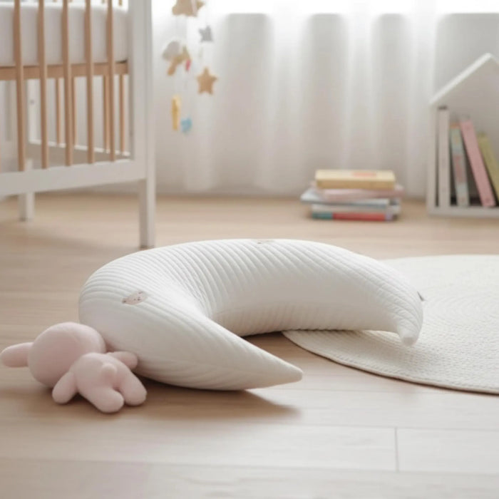 Bear Print Nursing Pillow: Crescent Moon Baby Support Cushion