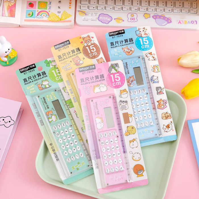 Bitoon Study Essential 2-in-1 Calculator Ruler