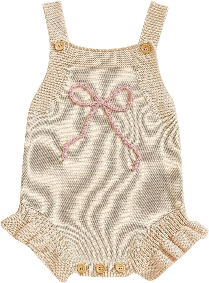 Bow Sleeveless Knitted Romper